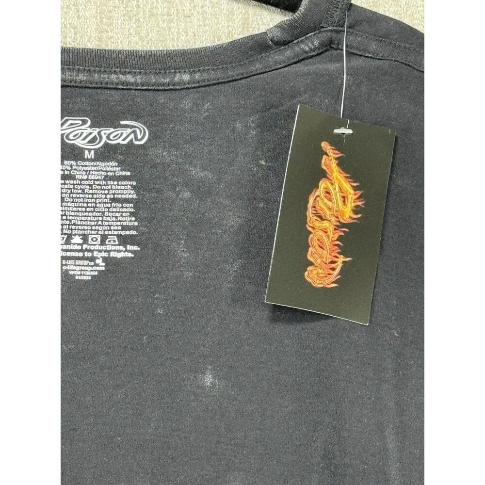 MENS POISON SKULL SNAKE TOUR BLACK MEN MINERAL WASHED GRAPHIC TEE T-SHIRT -M NWT - Picture 3 of 7